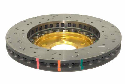 DBA 05-10 Ford Mustang GT / 11-13 V6 Front Drilled & Slotted 5000 Series 2 Piece Rotor w/ Gold Hat - Graveyard Performance