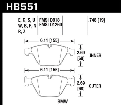 Hawk 2011 BMW 1-Series M HPS 5.0 Front Brake Pads - Graveyard Performance