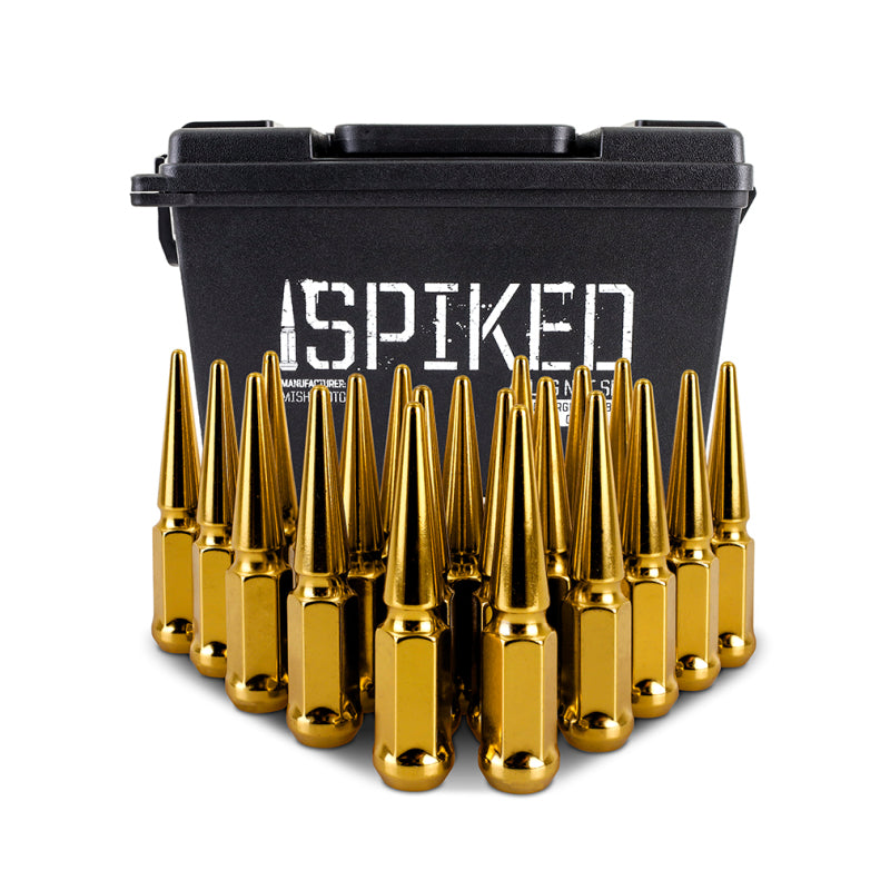 Mishimoto Steel Spiked Lug Nuts M12x1.5 20pc Set - Gold - Graveyard Performance