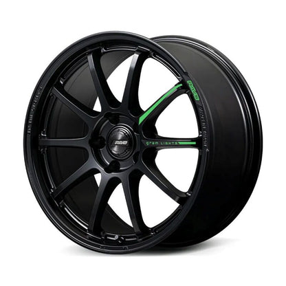 Gram Lights 57NR LIMITED II 18x8.5 +45 5-100 Semigloss Black Wheel w/ Black Cap/Stickers/Air Valve