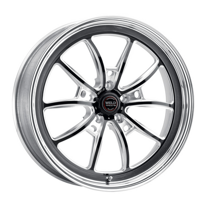 Weld S80 20x10 / 5x127 BP / 6.4in BS (+23 Offset) Black Center - Polished Shell - Non-Beadlock - Graveyard Performance