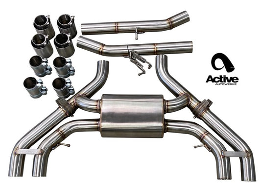 X3M and X4M Valved Rear Axle-back Exhaust - Exhaust w Tips - w matte black tips