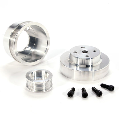 BBK 86-93 Mustang 5.0 Underdrive Pulley Kit - Lightweight CNC Billet Aluminum (3pc) - Graveyard Performance