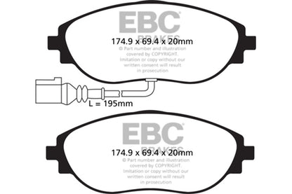 EBC 14-20 Audi S3 2.0 Turbo Yellowstuff Front Brake Pads - Graveyard Performance