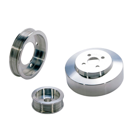 BBK 94-95 Mustang 5.0 Underdrive Pulley Kit - Lightweight CNC Billet Aluminum (3pc) - Graveyard Performance