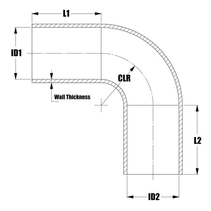 HPS 3.25" - 3.5" ID High Temp 4-ply Reinforced Silicone 90 Degree Elbow Reducer Hose Blue (83mm - 89mm ID)