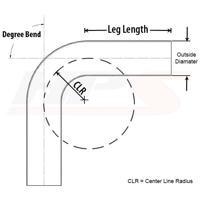 HPS 3" OD 100 Degree Bend 6061 Aluminum Elbow, 16 Gauge w/ 4-3/4" CLR