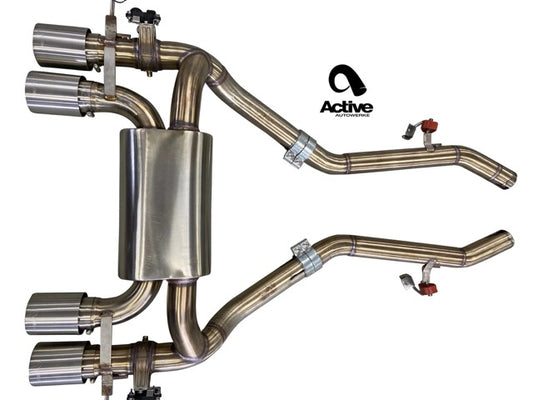 G80 M3 and G82 M4 Valved Rear Axle-back Exhaust w Tips w matte black tips - Graveyard Performance