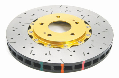 DBA 03-05 Evo 8/9 Front Drilled & Slotted 5000 Series 2 Piece Rotor Assembled w/ Gold Hat - Graveyard Performance