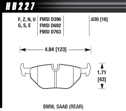 Hawk 1992-1998 BMW 318i HPS 5.0 Rear Brake Pads - Graveyard Performance