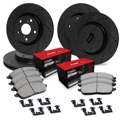 R1 17-20 Subaru BRZ Front & Rear Drill/Slot Black Rotors w/Optimum Pads - Graveyard Performance