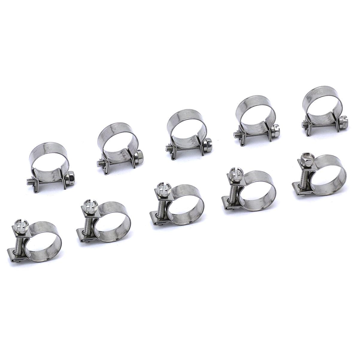HPS #15 Stainless Steel 5/16 inch Fuel Injection Hose Clamps 10pcs Pack 13mm - 15mm