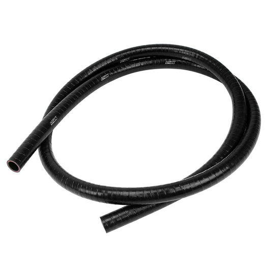 HPS 7/8" (22mm), FKM Lined Oil Resistant High Temperature Reinforced Silicone Hose, 7 Feet Long, Black