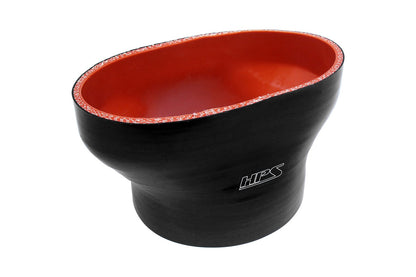 HPS Oval to Round Silicone Reducer Coupler Hose for Ford 60mm Throttle Body (M-9926-MSVT) to 4" Tubing, Black