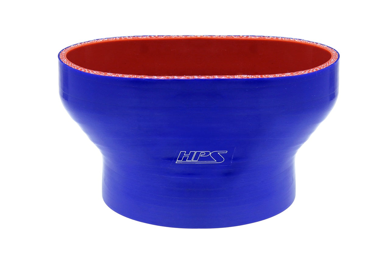 HPS Oval to Round Silicone Reducer Coupler Hose for Ford 55mm Throttle Body M-9926-MGT to 3-1/2 inch Tubing Blue