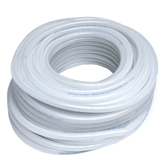 HPS 7/8 inch ID Clear high temp reinforced silicone heater hose tubing 50 feet roll Max Temperature Rating: 350F Bend Radius: 4 inch