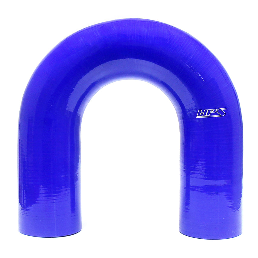 HPS 2-3/8 inch ID High Temp 4-ply Reinforced Silicone 180 Degree U Bend Elbow Coupler Hose Blue 60mm ID