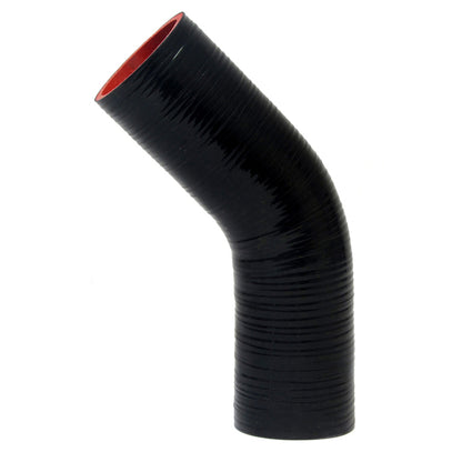 HPS 1-3/8 inch ID 10 inch Leg Silicone 45 Degree Elbow Coupler Hose High Temp 4-ply Reinforced Black 35mm ID