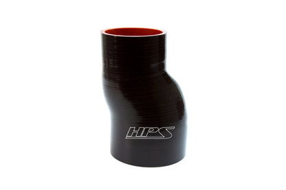 HPS 3 inch - 3.5 inch ID 6 inch Long High Temp 4-ply Reinforced Silicone Offset Reducer Coupler Hose Black 76mm - 89mm ID 152mm Length