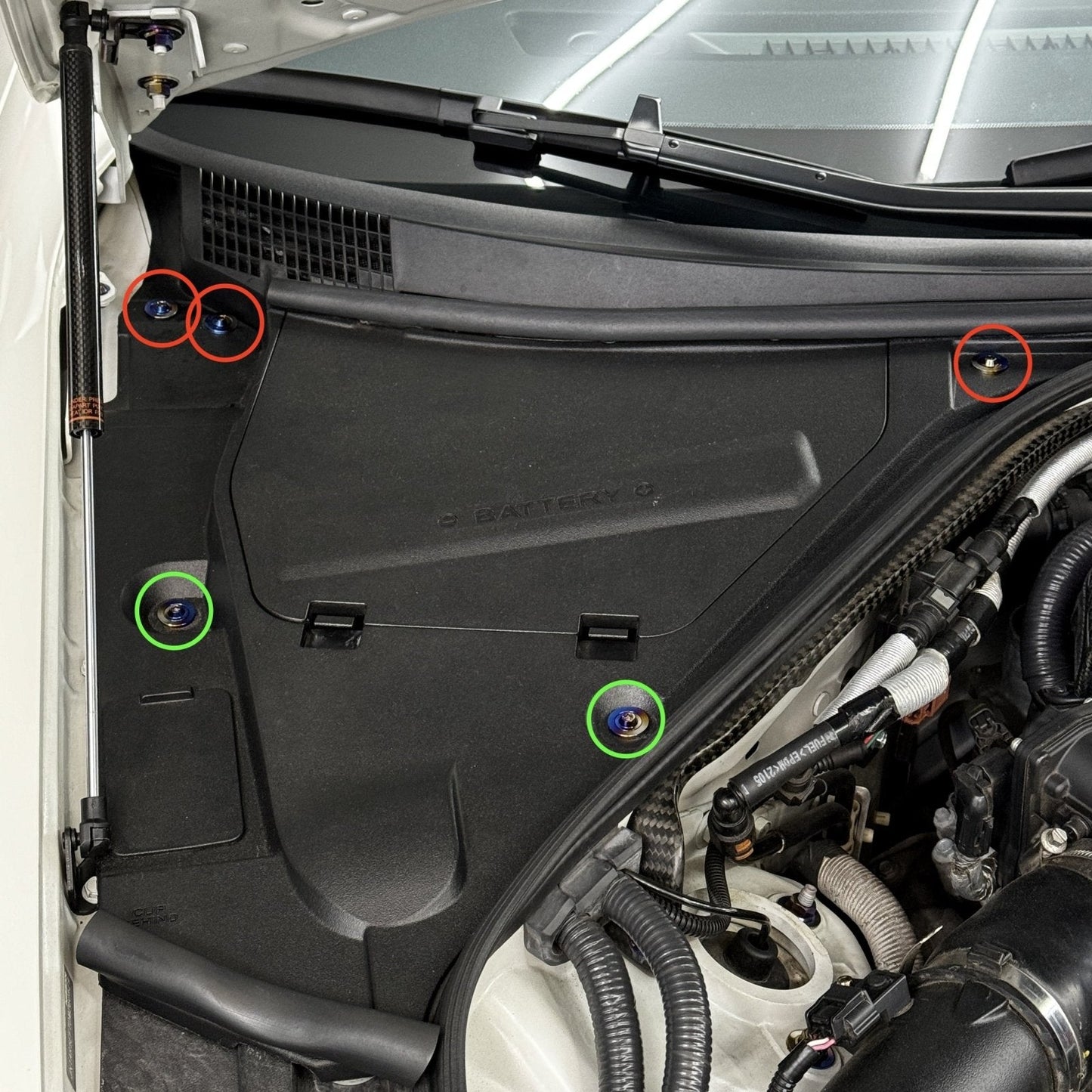 JDC Titanium Battery & Brake Reservoir Panel Plastic Rivet Replacement Kit (R35 GT-R) - Graveyard Performance