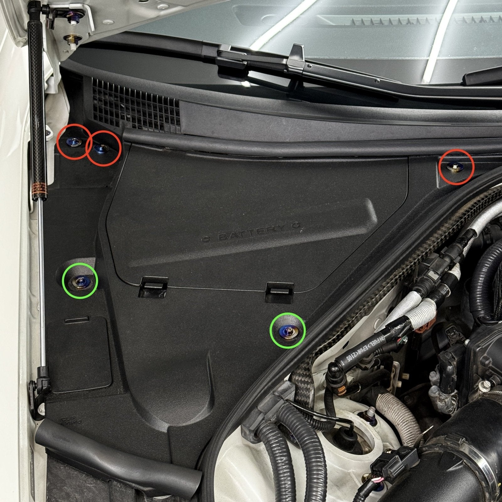 JDC Titanium Battery & Brake Reservoir Panel Plastic Rivet Replacement Kit (R35 GT-R) - Graveyard Performance