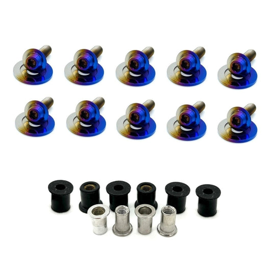 JDC Titanium Battery & Brake Reservoir Panel Plastic Rivet Replacement Kit (R35 GT-R) - Graveyard Performance
