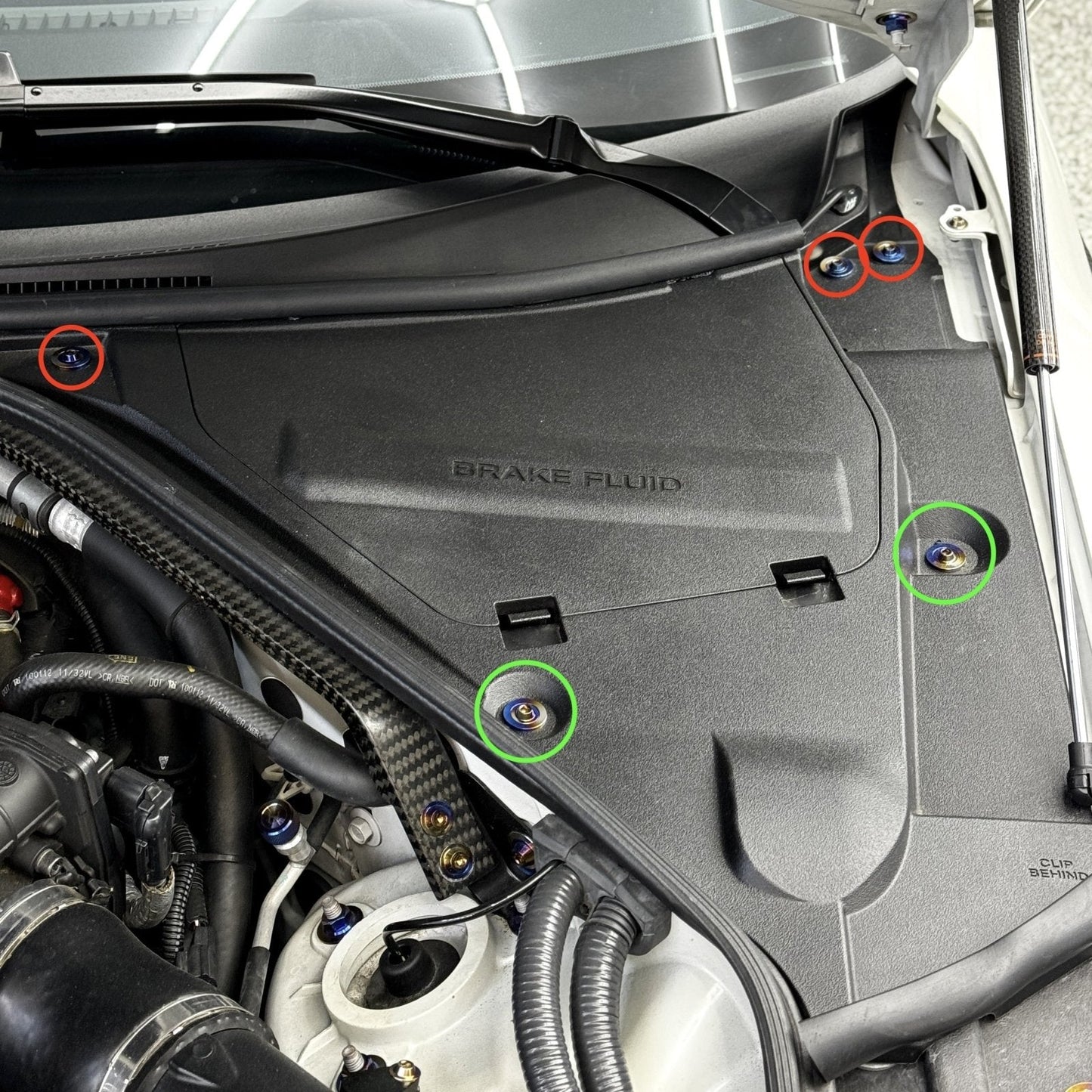 JDC Titanium Battery & Brake Reservoir Panel Plastic Rivet Replacement Kit (R35 GT-R) - Graveyard Performance