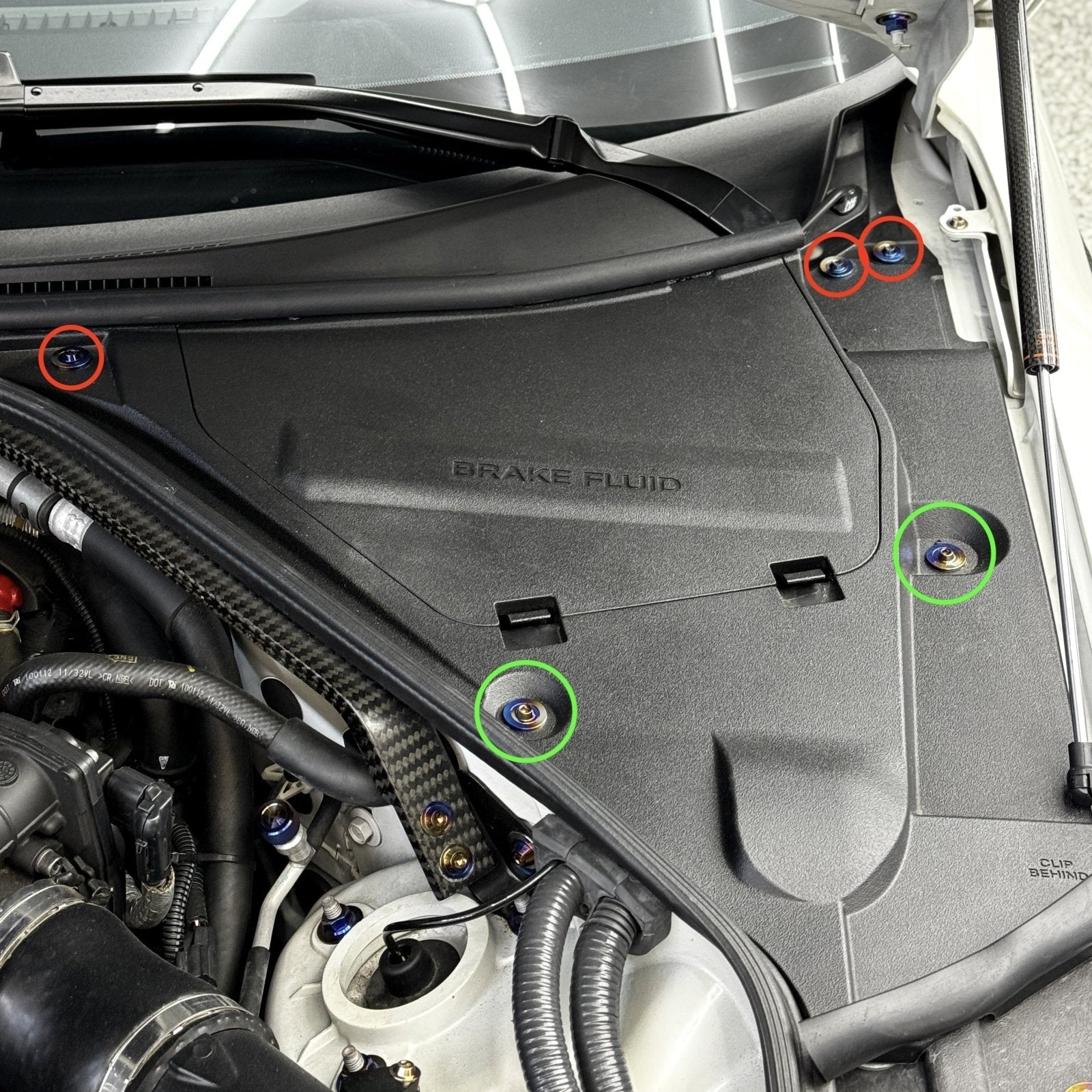 JDC Titanium Battery & Brake Reservoir Panel Plastic Rivet Replacement Kit (R35 GT-R) - Graveyard Performance