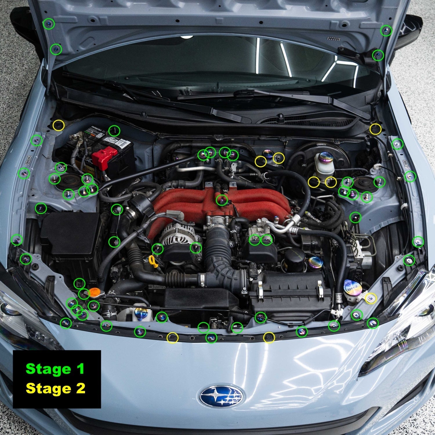 JDC Titanium Engine Bay Dress-Up Hardware Kit (13-21 FRS/BRZ/86) - Graveyard Performance