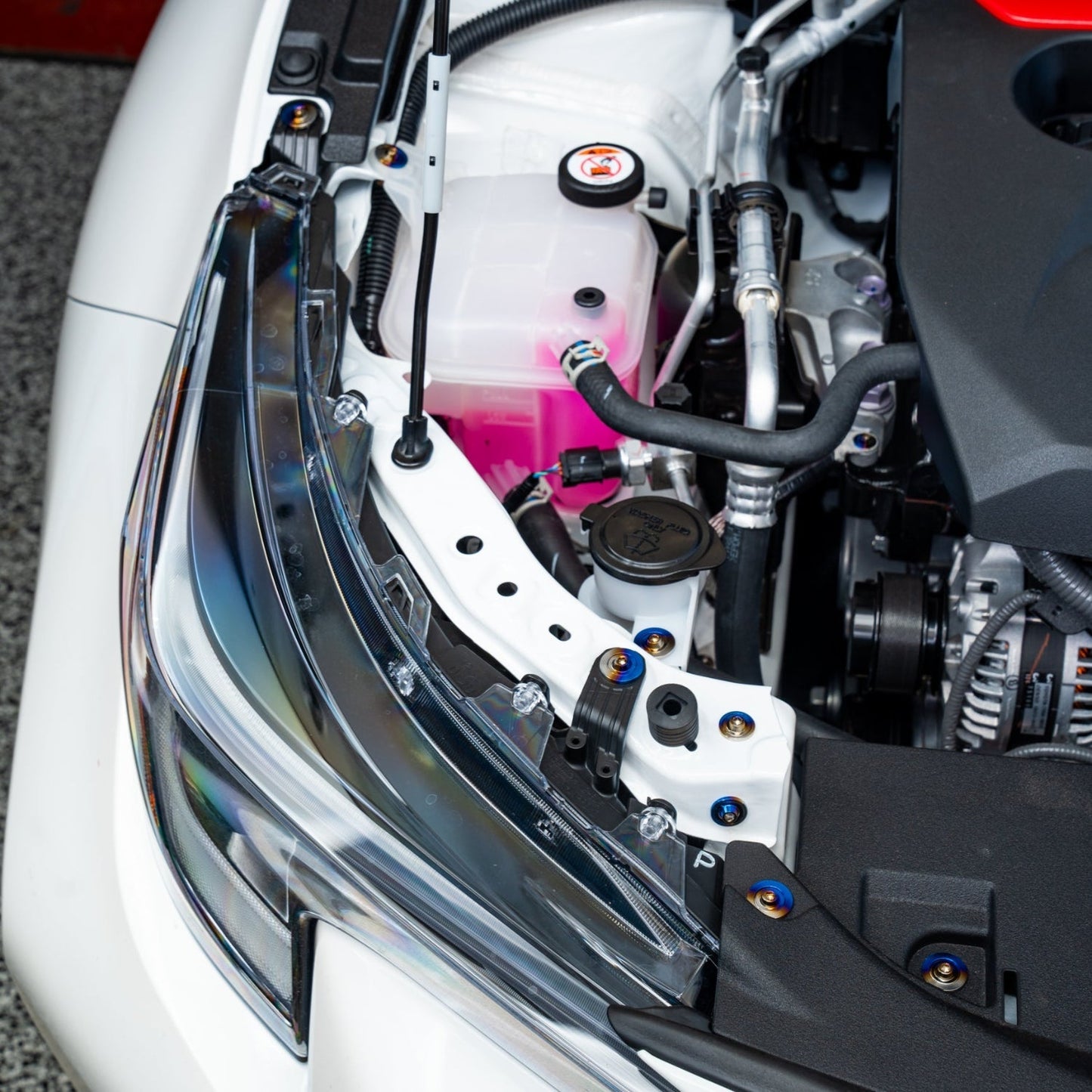 JDC Titanium Engine Bay Dress-Up Hardware Kit (23+ GR Corolla) - Graveyard Performance