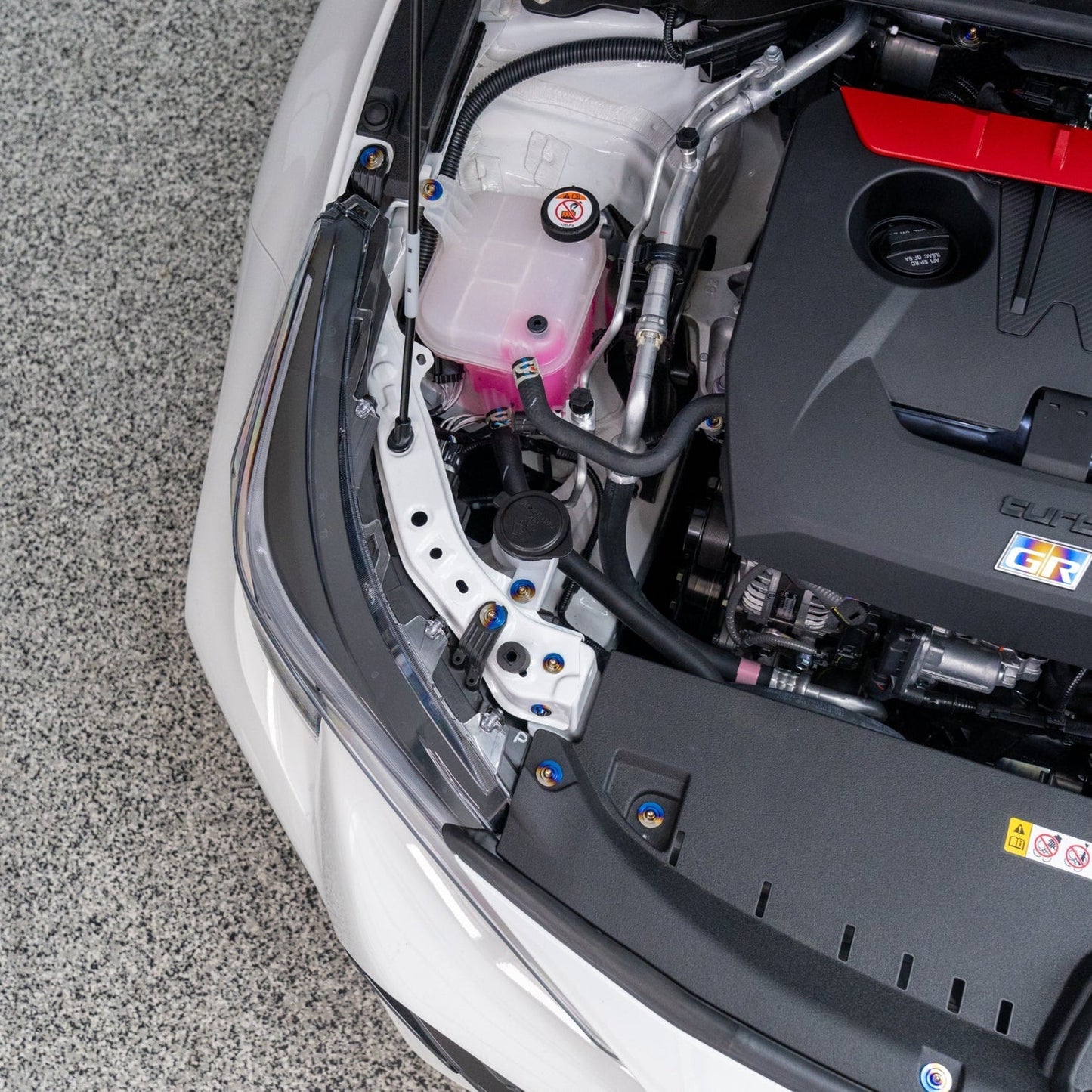 JDC Titanium Engine Bay Dress-Up Hardware Kit (23+ GR Corolla) - Graveyard Performance