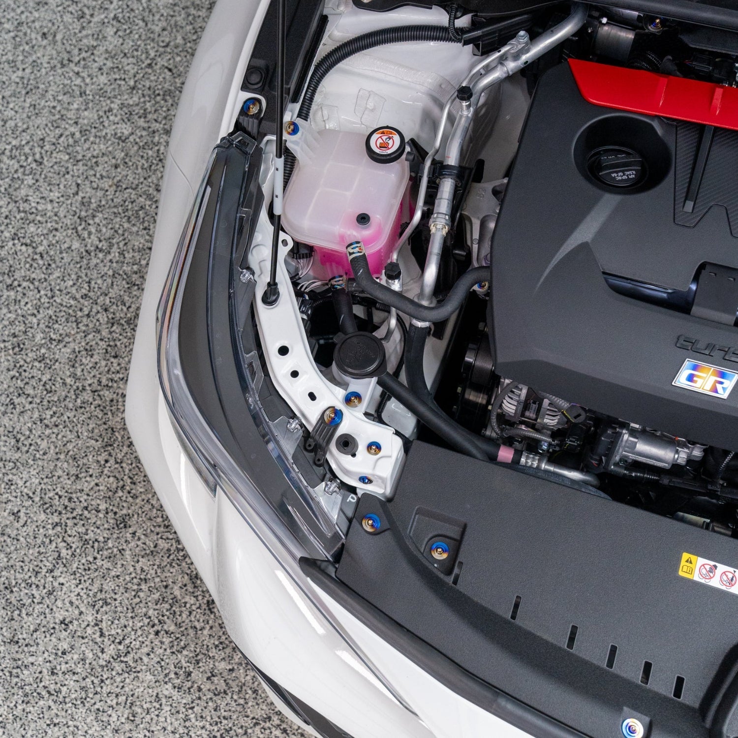 JDC Titanium Engine Bay Dress-Up Hardware Kit (23+ GR Corolla) - Graveyard Performance