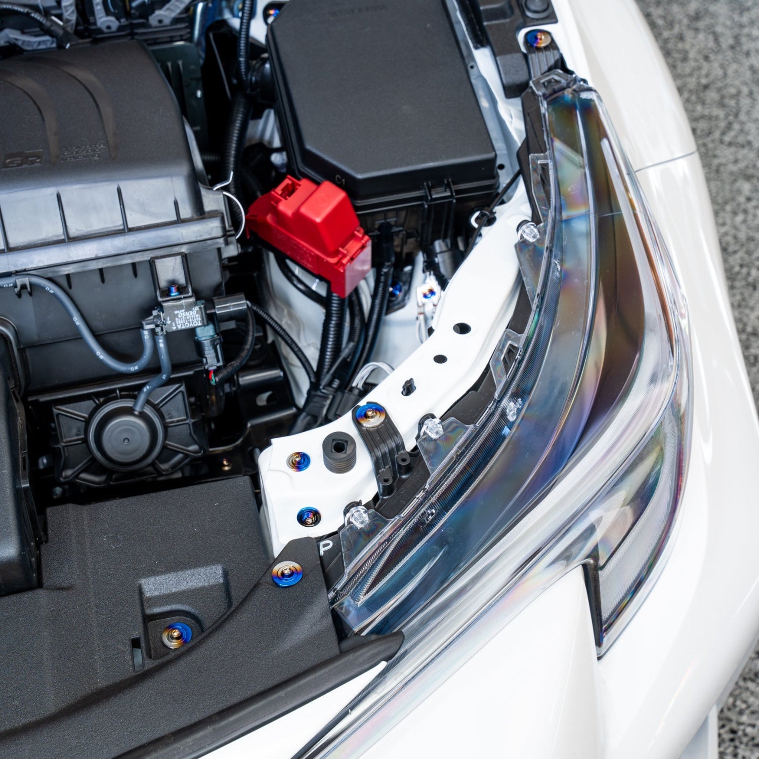JDC Titanium Engine Bay Dress-Up Hardware Kit (23+ GR Corolla) - Graveyard Performance