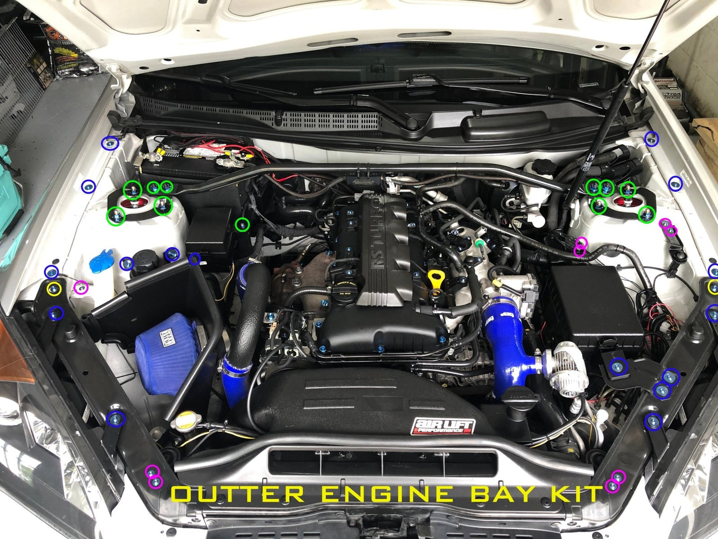 JDC Titanium Engine Bay Dress-Up Hardware Kit (Hyundai Genesis Coupe 2.0T BK2) - Graveyard Performance