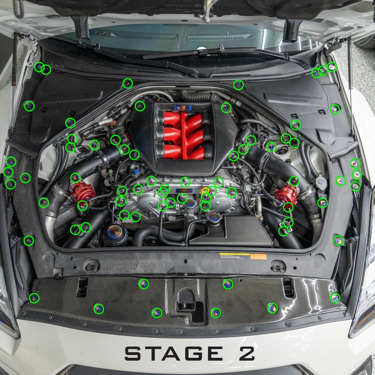 JDC Titanium Engine Bay Dress-Up Hardware Kit (R35 GT-R) - Graveyard Performance