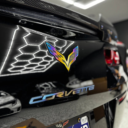 JDC Titanium "Corvette" Badge (2014-2019 C7 Corvette) - Graveyard Performance