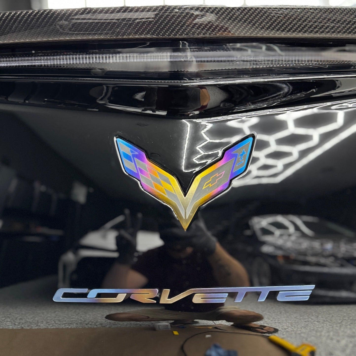JDC Titanium "Corvette" Badge (2014-2019 C7 Corvette) - Graveyard Performance