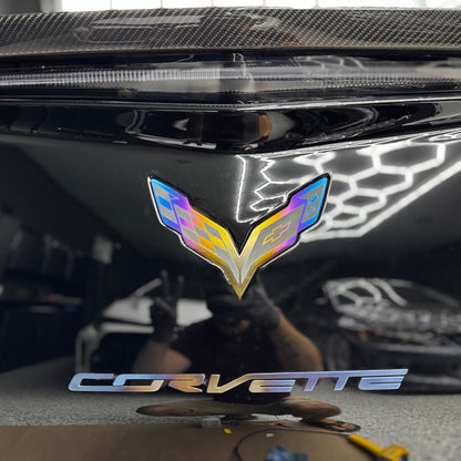 JDC Titanium "Corvette" Badge (2014-2019 C7 Corvette) - Graveyard Performance