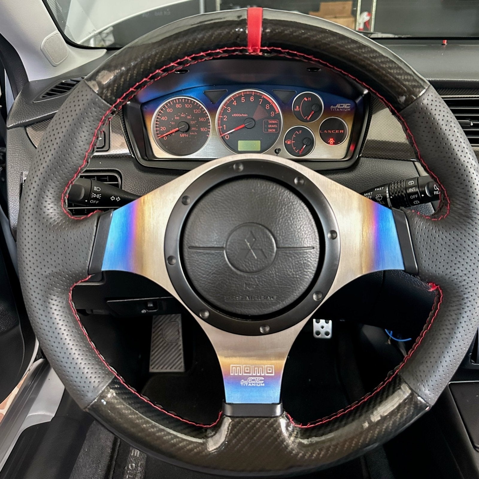 JDC Titanium Gauge Cluster Overlay (Evo 7/8/9) - Graveyard Performance