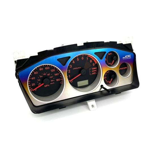 JDC Titanium Gauge Cluster Overlay (Evo 7/8/9) - Graveyard Performance