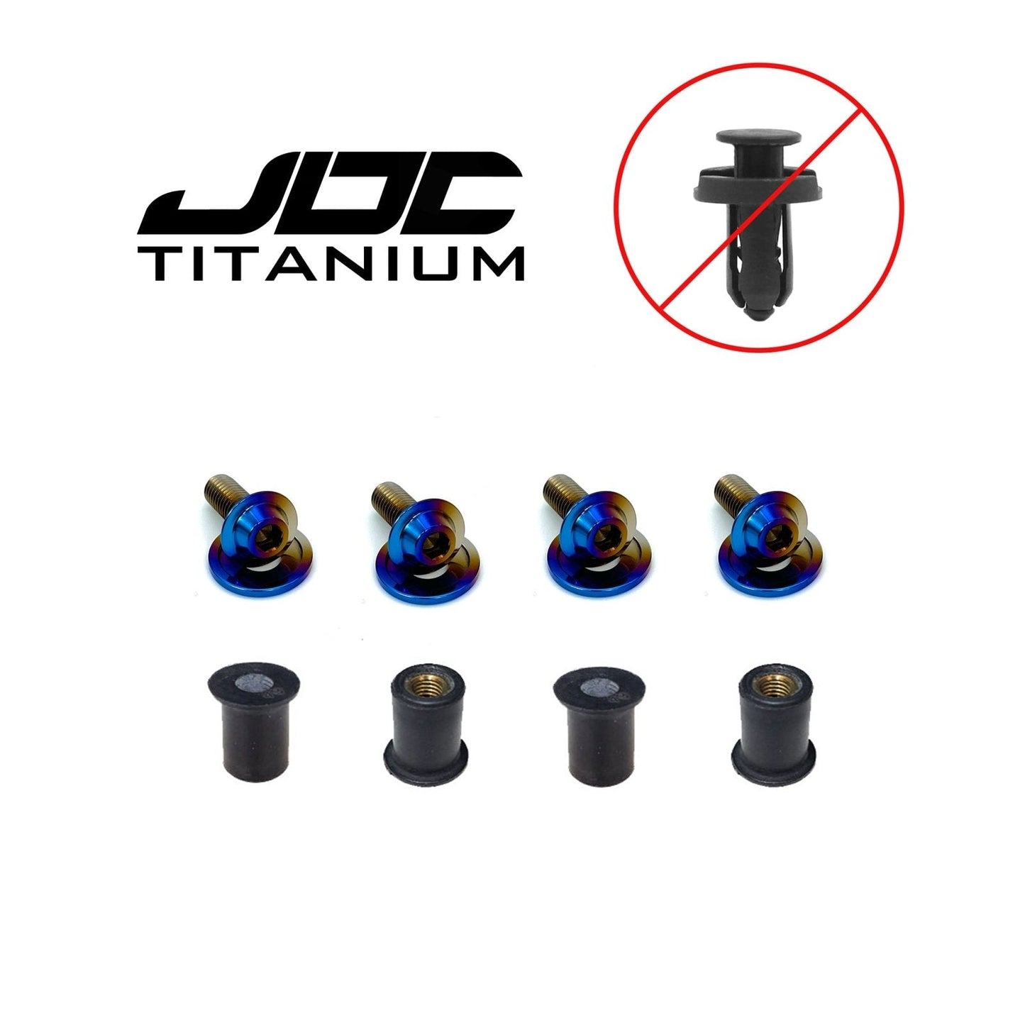 JDC Titanium Radiator Cooling Shroud Plastic Clip Replacement Kit (Evo 8/9) - Graveyard Performance