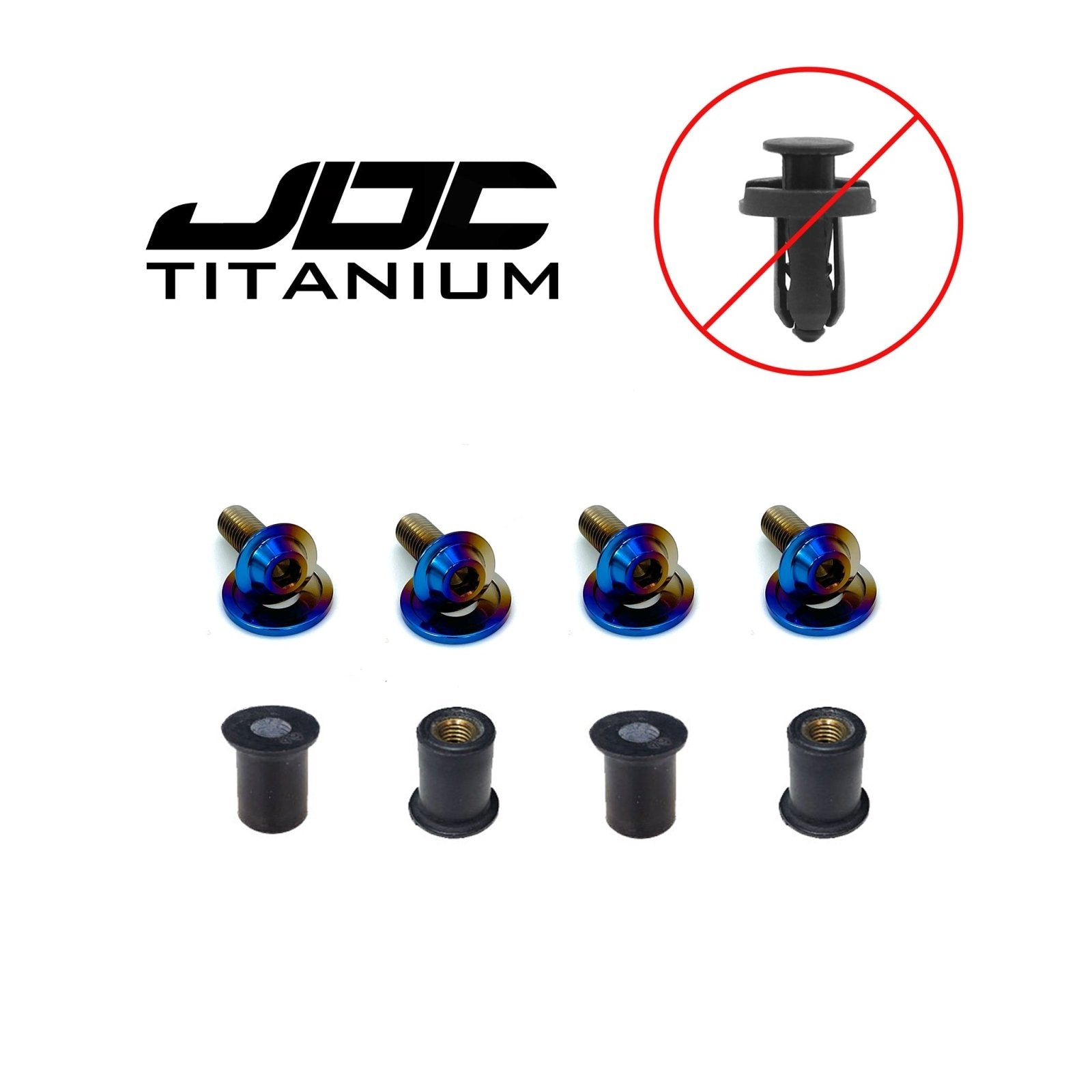 JDC Titanium Radiator Cooling Shroud Plastic Clip Replacement Kit (Evo 8/9) - Graveyard Performance