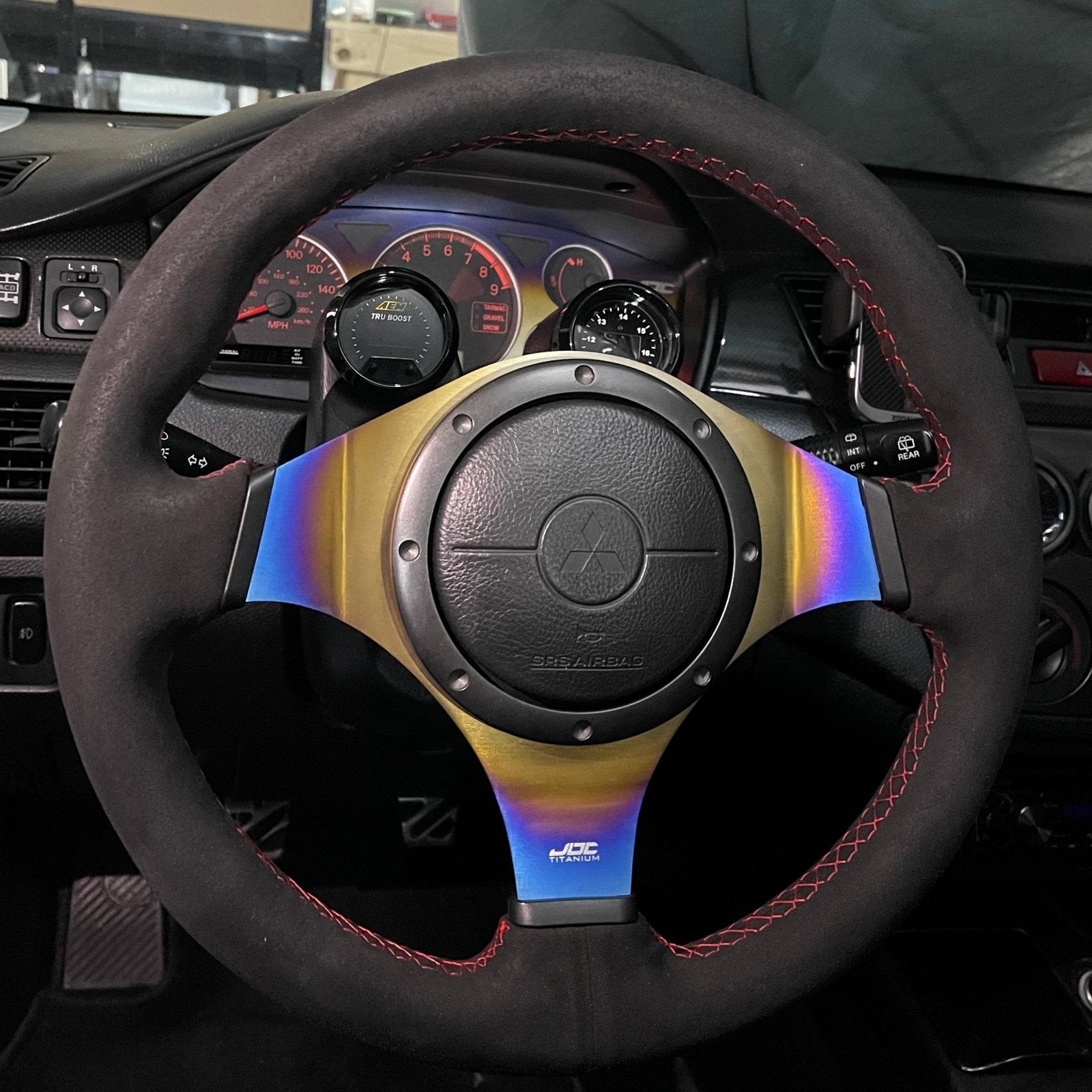 JDC Titanium Steering Wheel Overlay (Evo 7/8/9) - Graveyard Performance