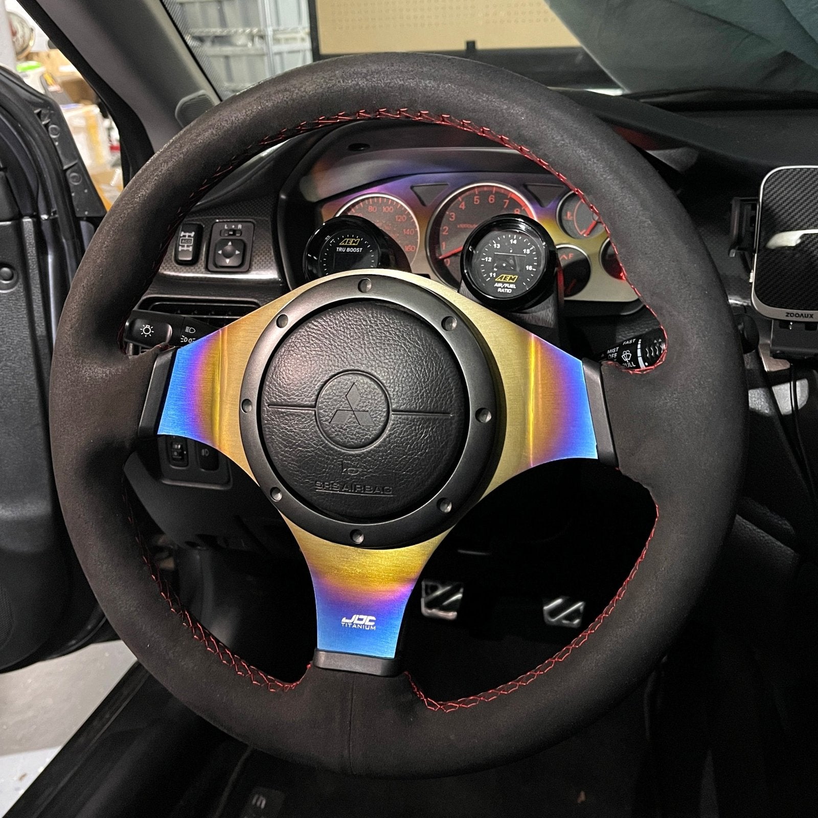 JDC Titanium Steering Wheel Overlay (Evo 7/8/9) - Graveyard Performance