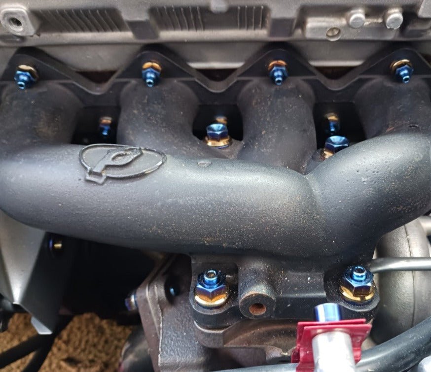 JDC Titanium Turbo to Manifold Hardware Kit for FP Manifolds (Evo 4-9/DSM) - Graveyard Performance