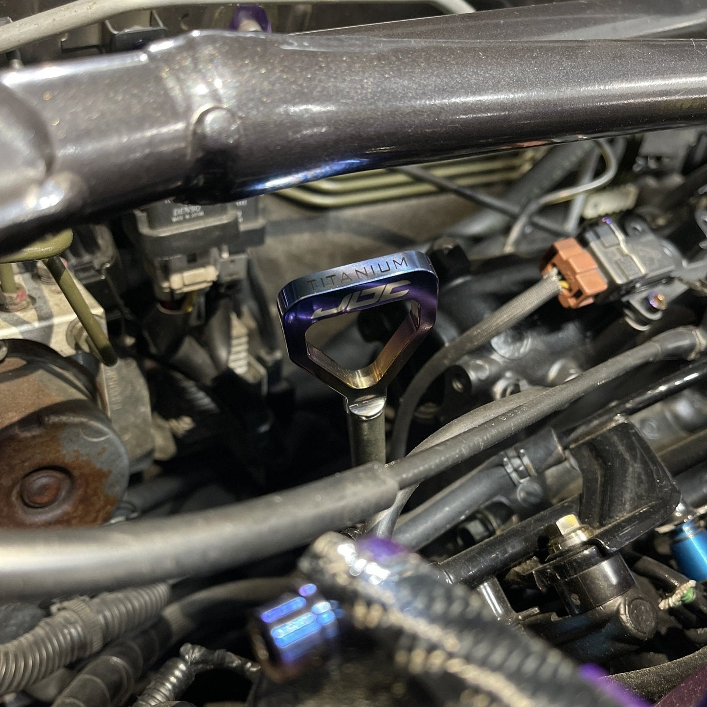JDC Titanium V1 Oil Dipstick Handle (Evo 7/8/9/X/DSM) - Graveyard Performance