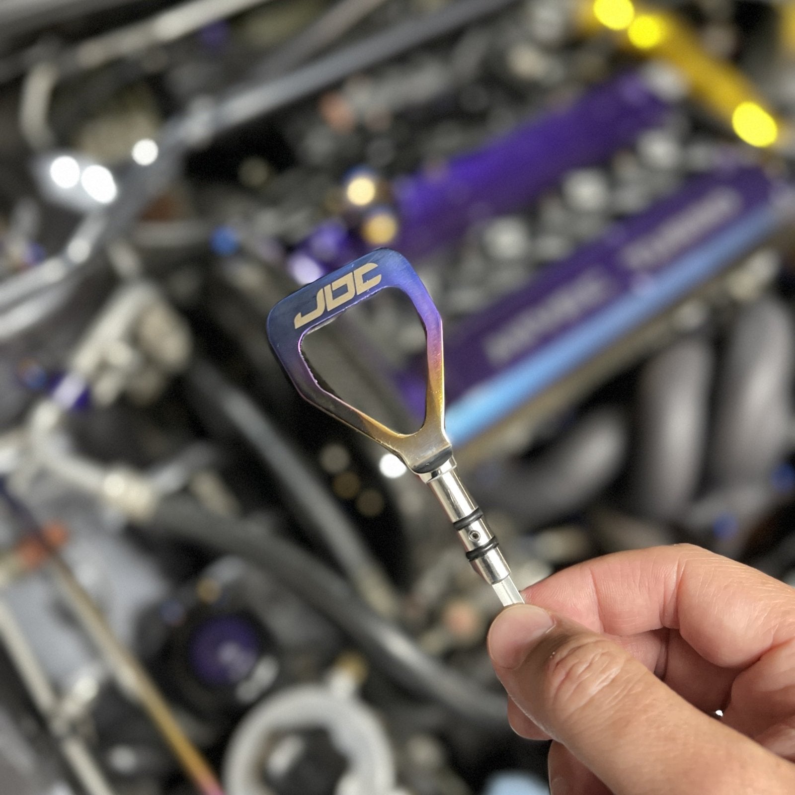 JDC Titanium V1 Oil Dipstick Handle (Evo 7/8/9/X/DSM) - Graveyard Performance