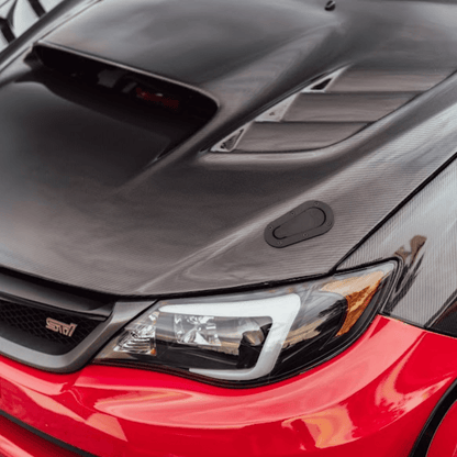JDMuscle [08-14 WRX/STI] Carbon Fiber Hood V4 w/ Heat Extract - Graveyard Performance
