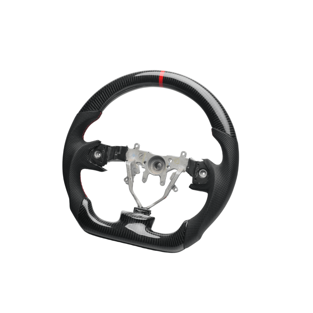 JDMuscle [08-14 WRX/STI] Carbon Lite Series Carbon Fiber Steering Wheel w/ Red Accents - Graveyard Performance