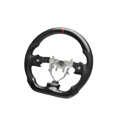 JDMuscle [08-14 WRX/STI] Carbon Lite Series Carbon Fiber Steering Wheel w/ Red Accents - Graveyard Performance